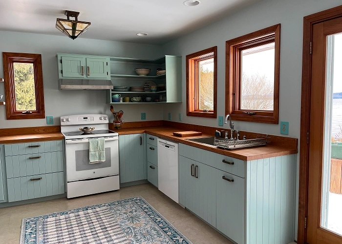 Reeded kitchen with butcher block tops